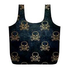 Golden Glitter Skeleton Gothic Full Print Recycle Bag (l)