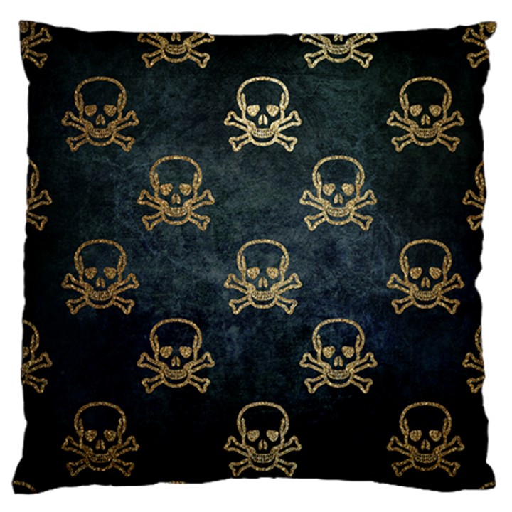 Golden Glitter Skeleton Gothic Standard Flano Cushion Case (Two Sides)