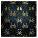 Golden Glitter Skeleton Gothic Large Satin Scarf (Square) Front