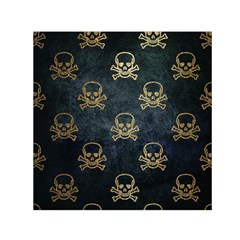 Golden Glitter Skeleton Gothic Small Satin Scarf (square)