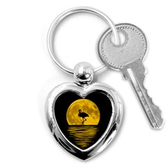 Moon Reflection Flamenco Animal Key Chain (heart) by HermanTelo