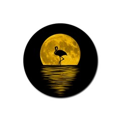 Moon Reflection Flamenco Animal Rubber Coaster (round)  by HermanTelo