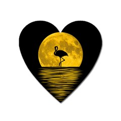 Moon Reflection Flamenco Animal Heart Magnet by HermanTelo