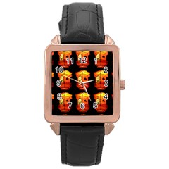 Paper Lantern Chinese Celebration Rose Gold Leather Watch 