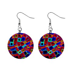 Neon Glow Glowing Light Design Mini Button Earrings