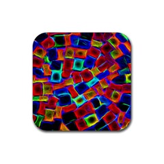 Neon Glow Glowing Light Design Rubber Coaster (square)  by HermanTelo