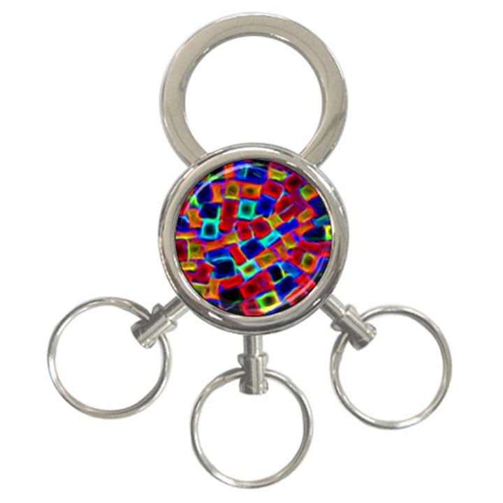 Neon Glow Glowing Light Design 3-Ring Key Chain