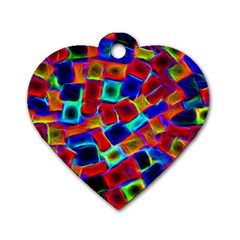 Neon Glow Glowing Light Design Dog Tag Heart (one Side)