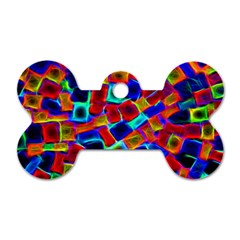 Neon Glow Glowing Light Design Dog Tag Bone (two Sides)