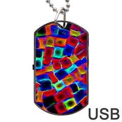 Neon Glow Glowing Light Design Dog Tag Usb Flash (one Side)