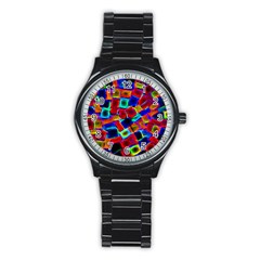 Neon Glow Glowing Light Design Stainless Steel Round Watch by HermanTelo