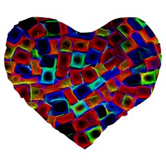 Neon Glow Glowing Light Design Large 19  Premium Flano Heart Shape Cushions by HermanTelo