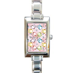 Owl Bird Cute Pattern Background Rectangle Italian Charm Watch