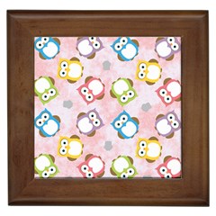 Owl Bird Cute Pattern Background Framed Tiles