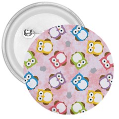 Owl Bird Cute Pattern Background 3  Buttons