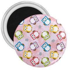 Owl Bird Cute Pattern Background 3  Magnets