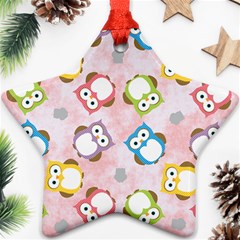 Owl Bird Cute Pattern Background Ornament (Star)