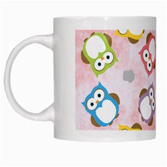 Owl Bird Cute Pattern Background White Mugs