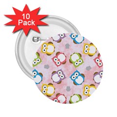 Owl Bird Cute Pattern Background 2 25  Buttons (10 Pack)  by HermanTelo