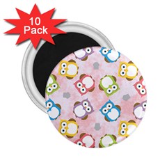 Owl Bird Cute Pattern Background 2.25  Magnets (10 pack) 