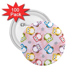 Owl Bird Cute Pattern Background 2.25  Buttons (100 pack) 