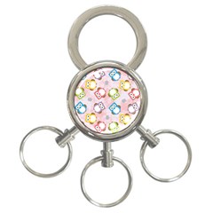 Owl Bird Cute Pattern Background 3-Ring Key Chain