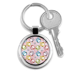 Owl Bird Cute Pattern Background Key Chain (Round)