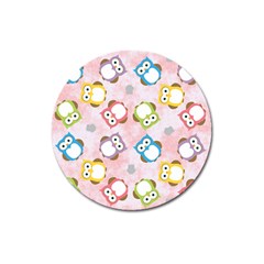 Owl Bird Cute Pattern Background Magnet 3  (Round)