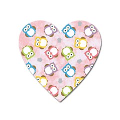 Owl Bird Cute Pattern Background Heart Magnet