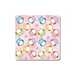 Owl Bird Cute Pattern Background Square Magnet