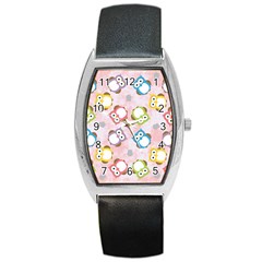 Owl Bird Cute Pattern Background Barrel Style Metal Watch by HermanTelo