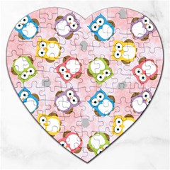 Owl Bird Cute Pattern Background Jigsaw Puzzle (Heart)