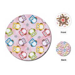 Owl Bird Cute Pattern Background Playing Cards (round)