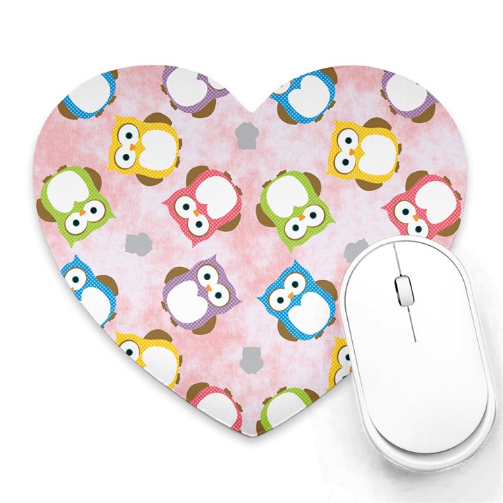 Owl Bird Cute Pattern Background Heart Mousepads