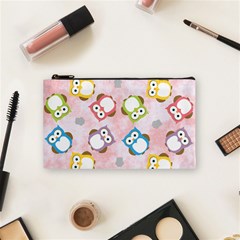 Owl Bird Cute Pattern Background Cosmetic Bag (small)