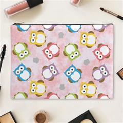 Owl Bird Cute Pattern Background Cosmetic Bag (xl)