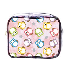 Owl Bird Cute Pattern Background Mini Toiletries Bag (one Side)