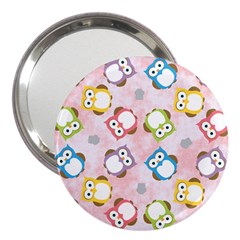 Owl Bird Cute Pattern Background 3  Handbag Mirrors by HermanTelo