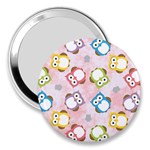 Owl Bird Cute Pattern Background 3  Handbag Mirrors Front