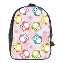 Owl Bird Cute Pattern Background School Bag (XL)