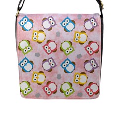 Owl Bird Cute Pattern Background Flap Closure Messenger Bag (L)