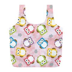 Owl Bird Cute Pattern Background Full Print Recycle Bag (L)