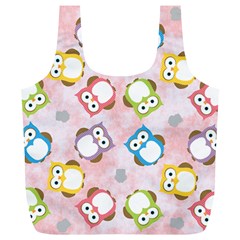 Owl Bird Cute Pattern Background Full Print Recycle Bag (xl)