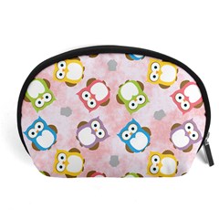 Owl Bird Cute Pattern Background Accessory Pouch (large)