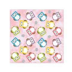 Owl Bird Cute Pattern Background Small Satin Scarf (square)