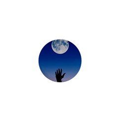 Moon Sky Blue Hand Arm Night 1  Mini Buttons by HermanTelo