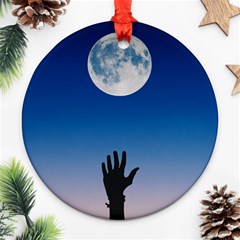 Moon Sky Blue Hand Arm Night Ornament (round) by HermanTelo