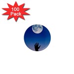 Moon Sky Blue Hand Arm Night 1  Mini Magnets (100 pack)  Front