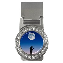 Moon Sky Blue Hand Arm Night Money Clips (cz)  by HermanTelo