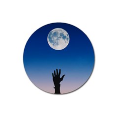 Moon Sky Blue Hand Arm Night Magnet 3  (round) by HermanTelo